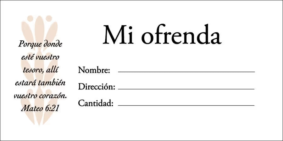 Sobres mi Ofrenda  | Paquete de 100