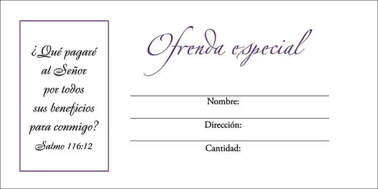 Sobres Ofrenda Especial (Paquete de 100)