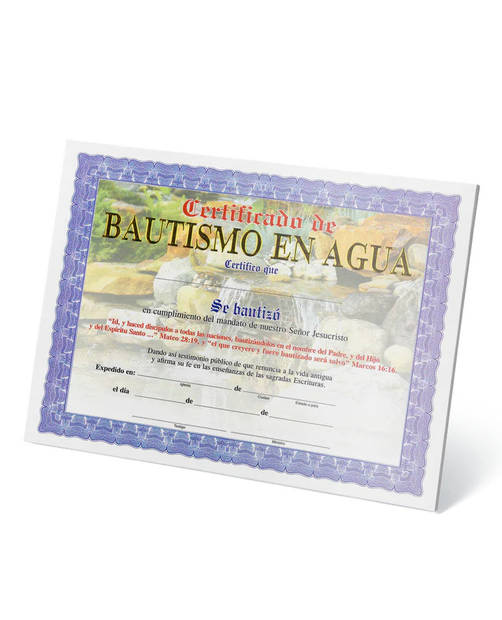 Certificado de bautismo en agua  #12131