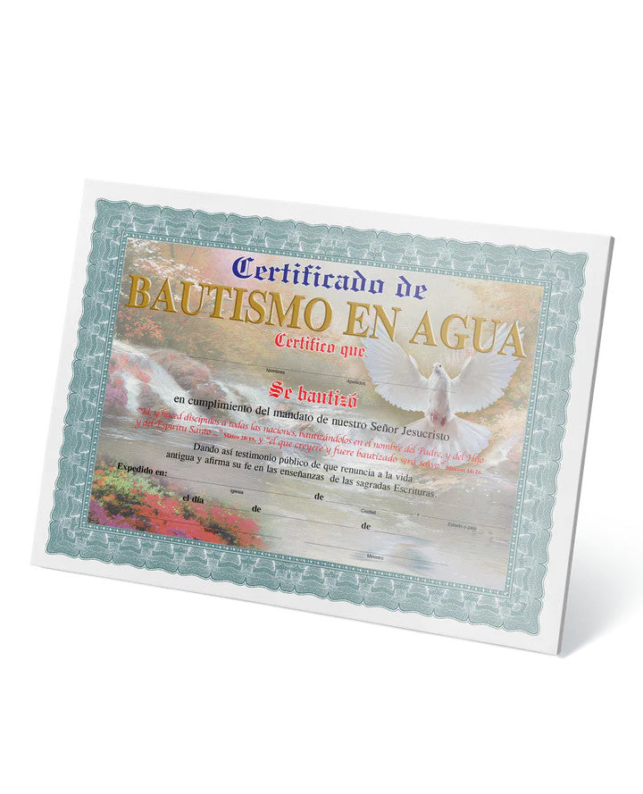 Certificado de bautismo en agua  # 12132