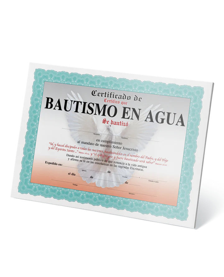 Certificicado Bautismo en Agua (Paq.15) #12182
