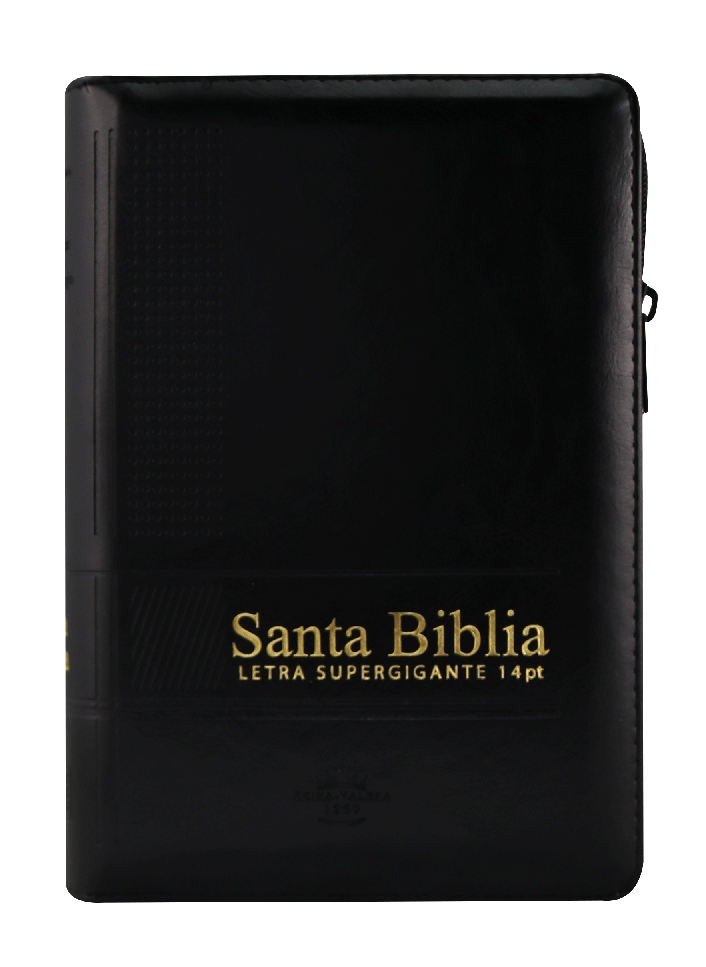 Biblia Letra Gigante 14 Pts Tamaño Manual RVR60, Piel Negro con Índice y Cierre