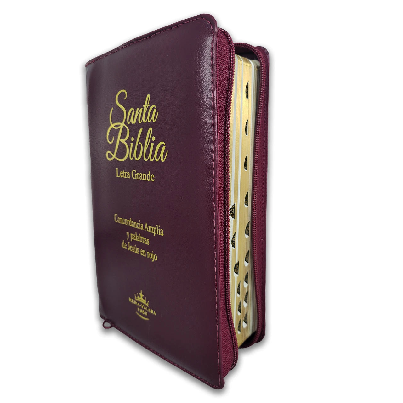 Biblia Letra Grande Tamaño Manual RV1960, Acolchonada Vino, con Indice y Cierre