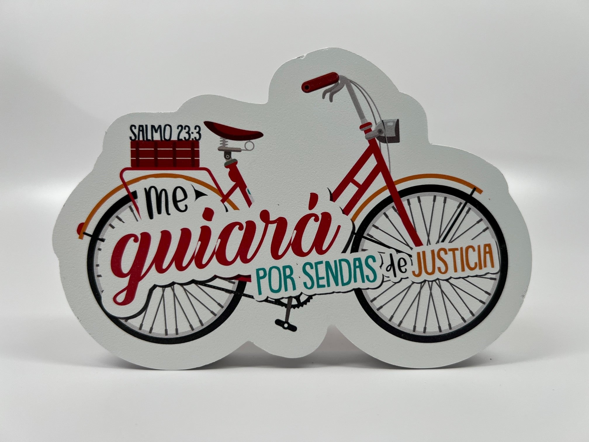 Plaque bicicleta: Me guiara por senda de justicia   Salmo 23:3