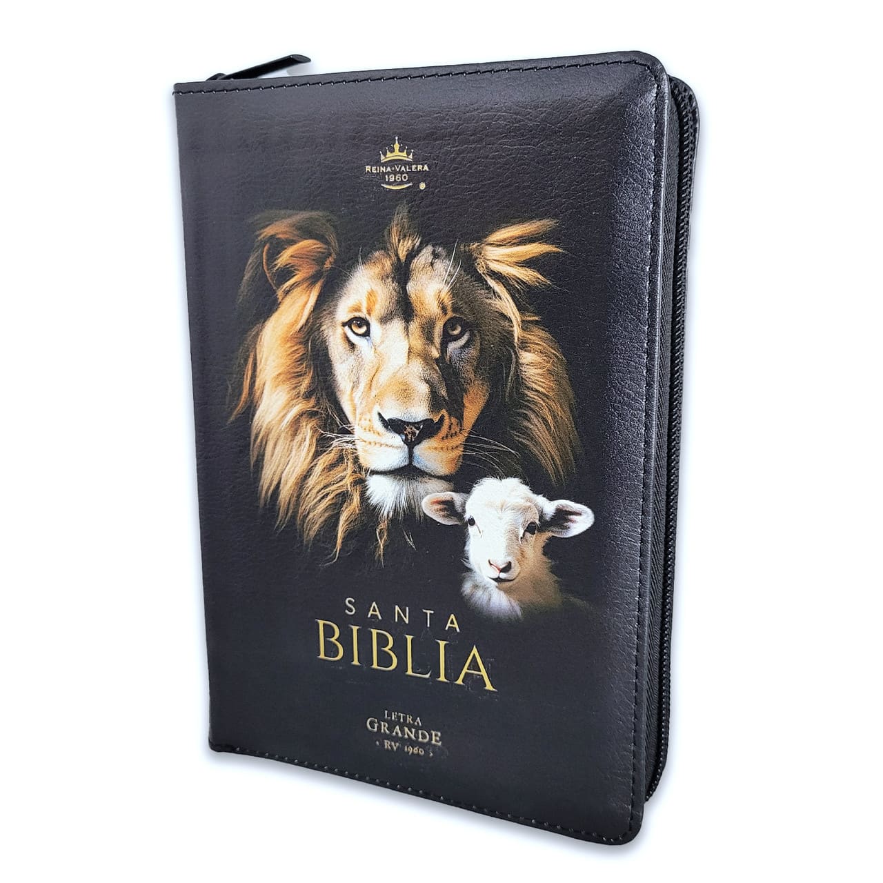 Biblia Letra Grande 10 Puntos Compacta RVR 1960 Leon y Cordero, Imitacion Piel con indice