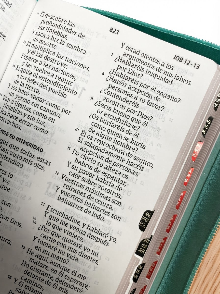 Biblia compacta letra grande 11 Puntos, Simil Piel Multicolor con indice y cierr