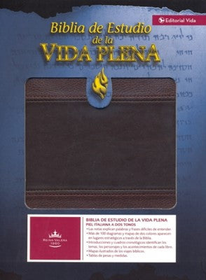 Biblia De Estudio Vida Plena, RVR 1960, Piel Italiana Marrón