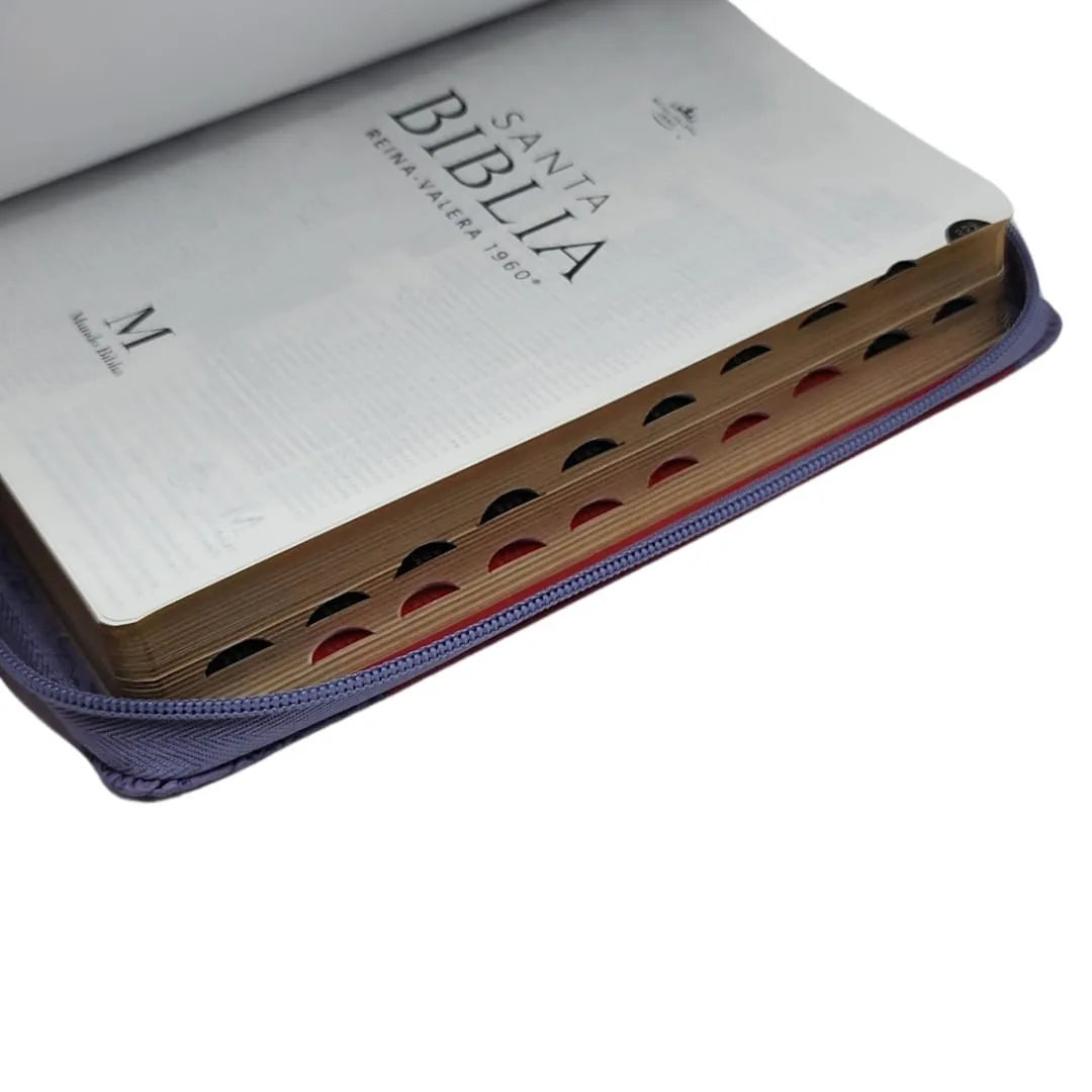 Biblia Tamano Manual Letra Grande 12 Puntos, Zipper | Imitacion Piel Con Indice