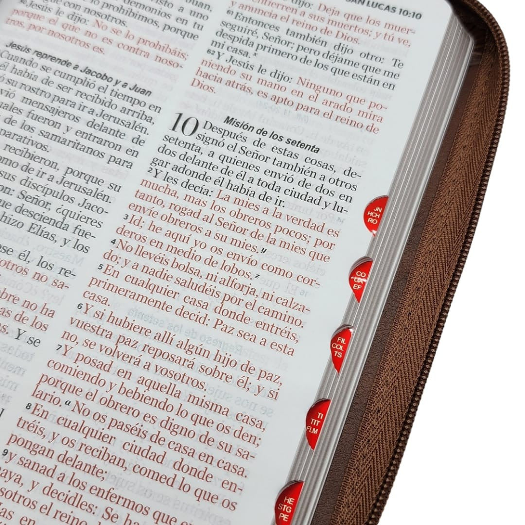 Biblia Letra Grande 12 Pts,Cierre RV1960 | Imitacion Piel Cafe Ichtus Con Indice
