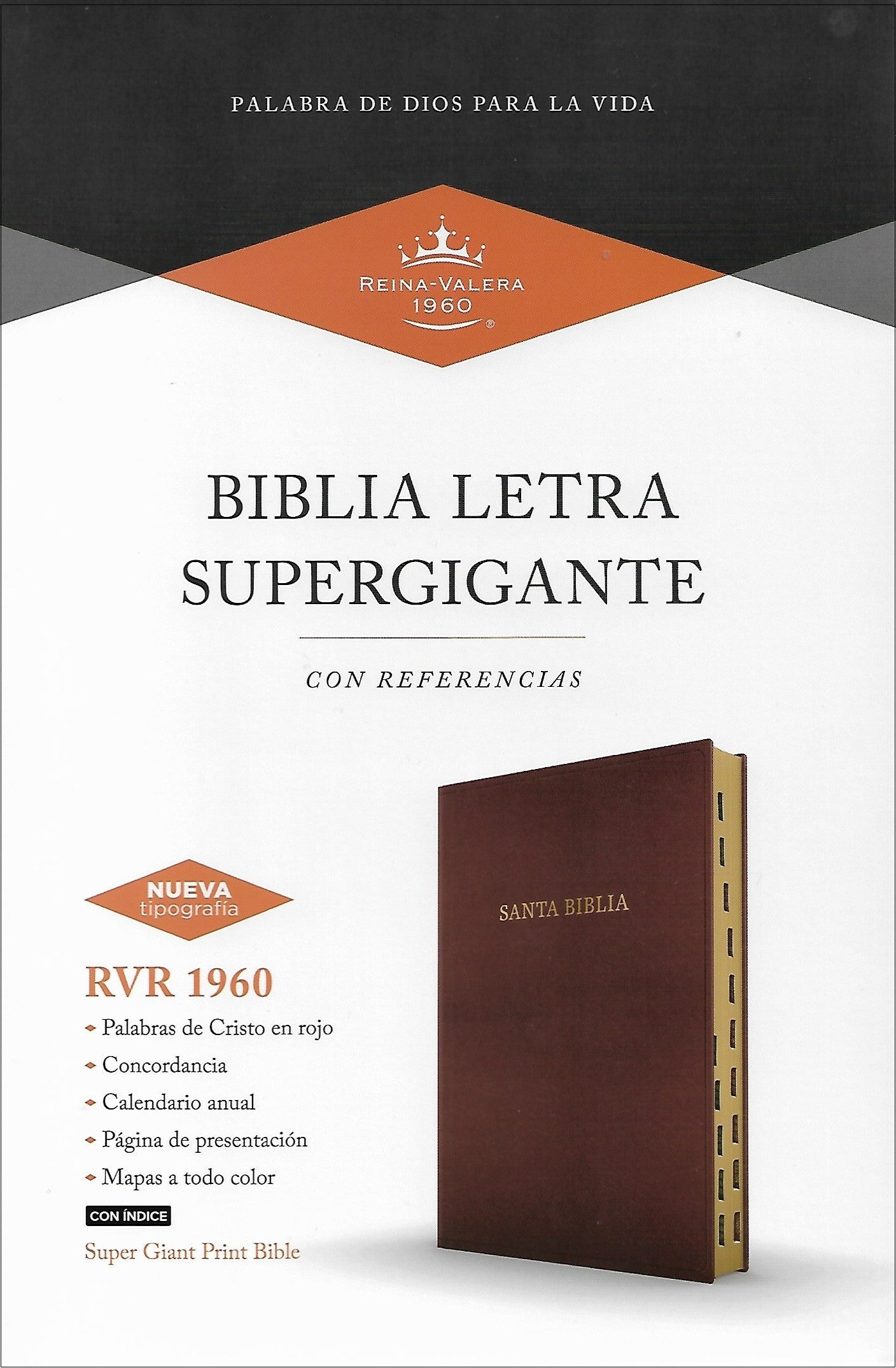 Biblia letra super gigante, RV1960, Imitacion Piel Con Indice
