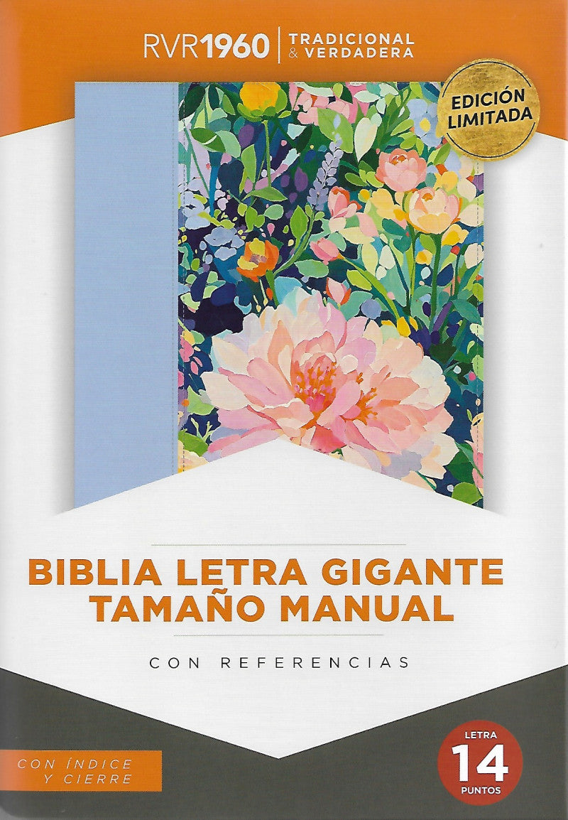 Biblia Letra Gigante Tamano Manual 14 Puntos, Simil Piel Con Indice y cierre
