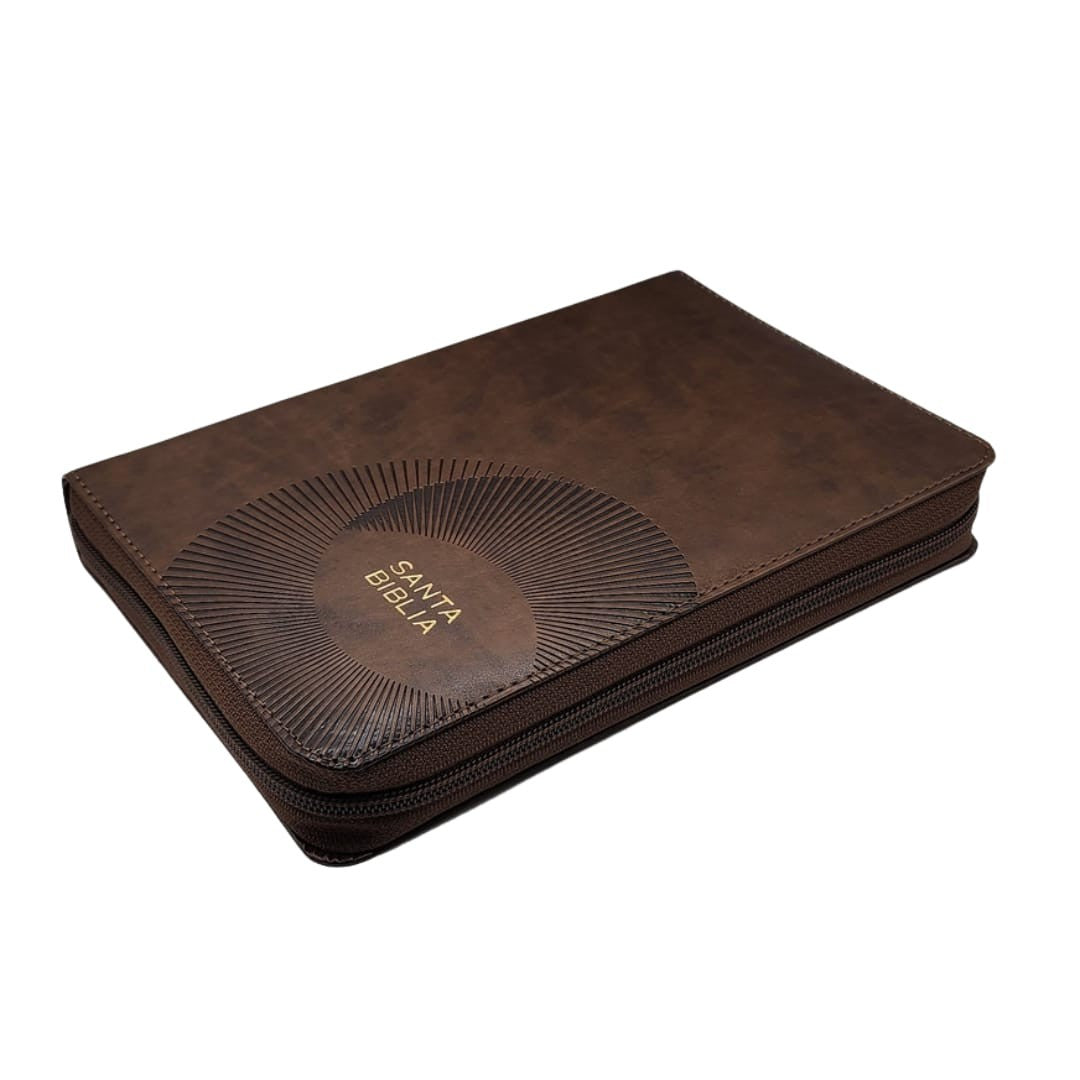 Biblia letra grande tamano manual 12 Puntos, Simiel Piel Cafe con indice y cierr