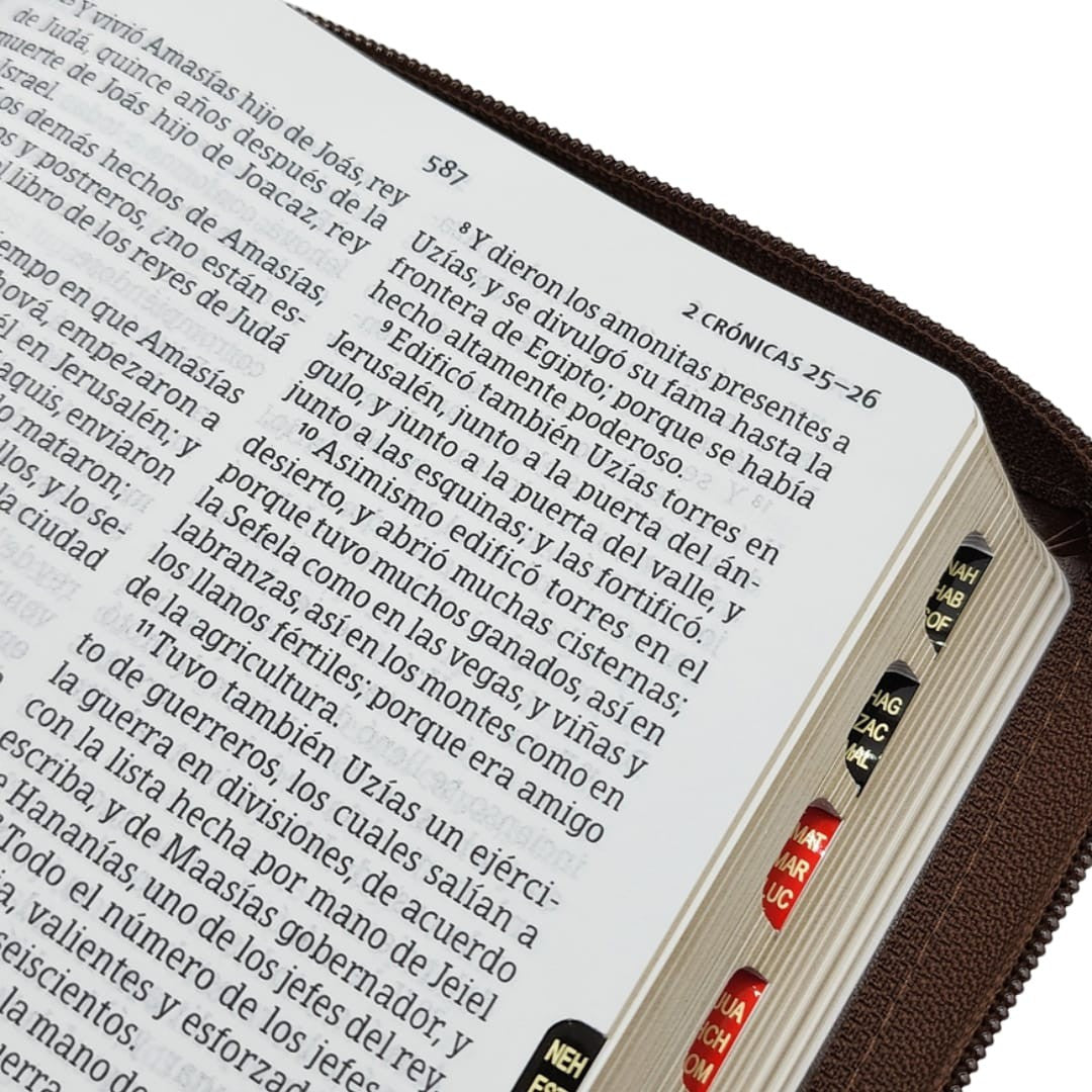 Biblia letra grande tamano manual 12 Puntos, Simiel Piel Cafe con indice y cierr