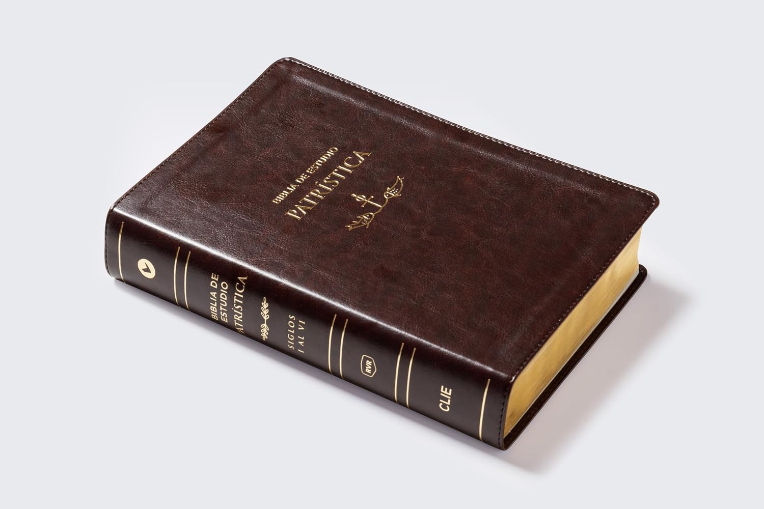 Biblia de estudio Patristica RVR, Simil Piel Marron