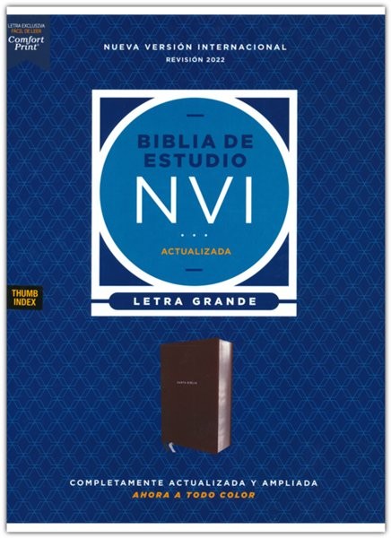 Biblia de Estudio actualizada, NVI Revisión 2022, Letra grande,  Imitacion Piel Cafe