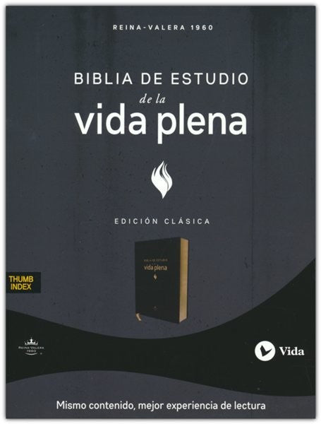 Biblia de estudio Vida Plena, Edicion clasica, Piel Fabricada Negro con Indice,