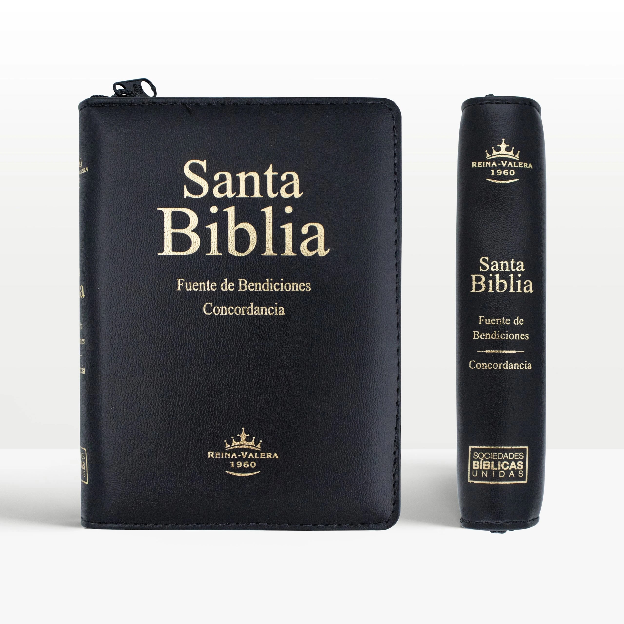 Biblia Fuente de Bendiciones Compacta, cierre RVR60, Imit. Piel Negro Con Indx