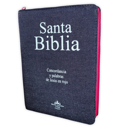 Biblia Letra gigante con Concordancia, RV1960 / Blue Jean con Indice y Cierre color Rosa