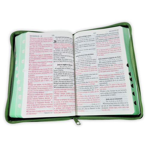 Biblia Letra Grande Tamano Manual con Cierre Verde RV1960, Tela Jean Con Indice