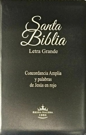 Biblia Letra Grande Tamaño Manual RV1960, Acolchonada Negro con Indice y Cierre
