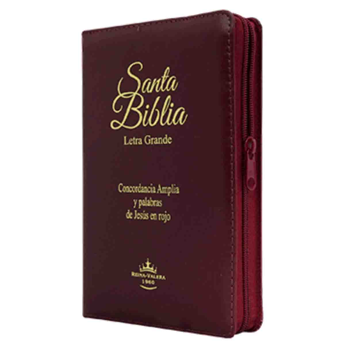 Biblia Letra Grande Tamaño Manual RV1960, Acolchonada Vino, con Indice y Cierre