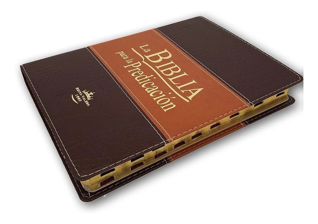 Biblia Para La Predicacion RVR 1960, Piel Marron-Marron Claro  con indice