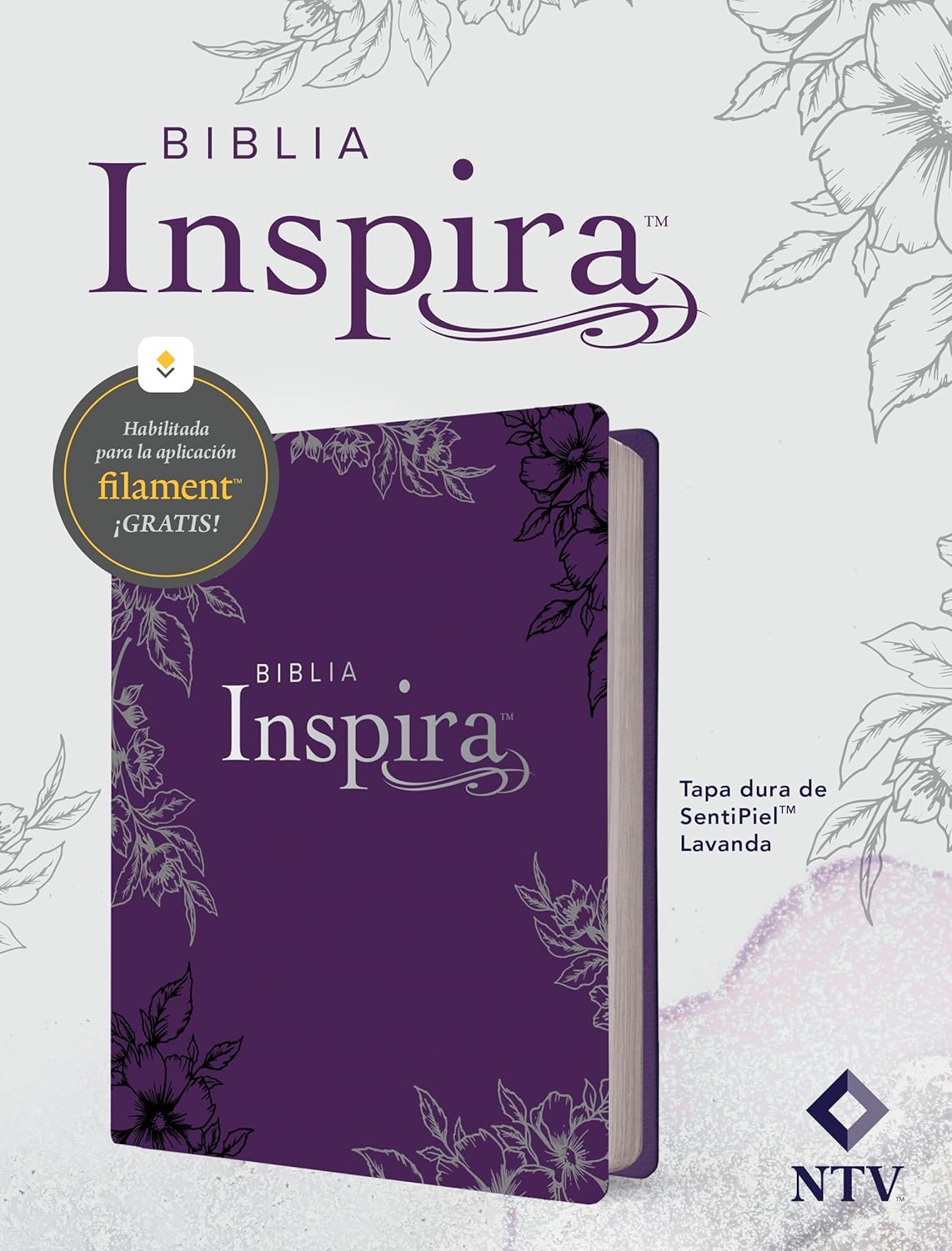 Biblia Inspira NTV con Filament ,Tapa dura de SentiPiel, Lavanda