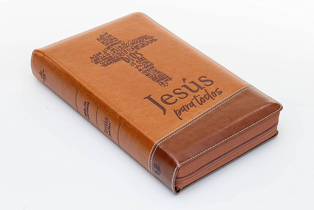 Biblia De Promesas Letra Grande Tamano Manual 12 Puntos, Cierre RVR60 | Piel Especial Cafe Con Indice