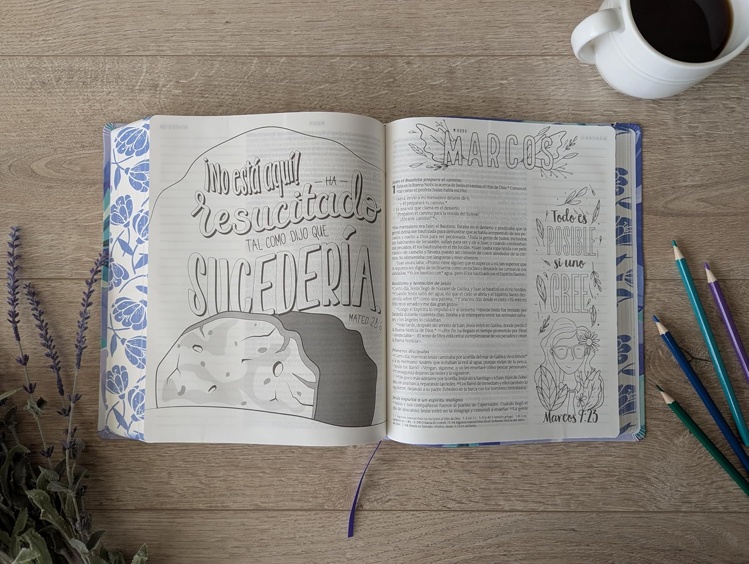 Biblia Inspira NTV, letra grande con Filament (SentiPiel, Ramo azul)