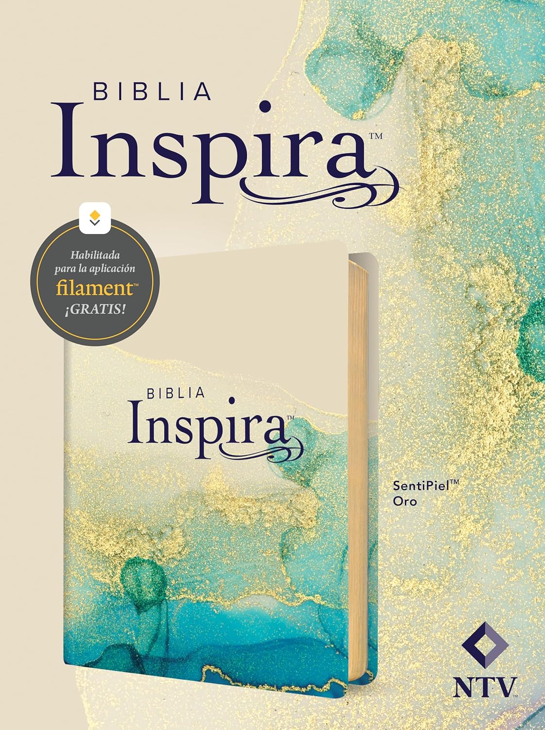 Biblia Inspira NTV con Filament ,SentiPiel, Oro