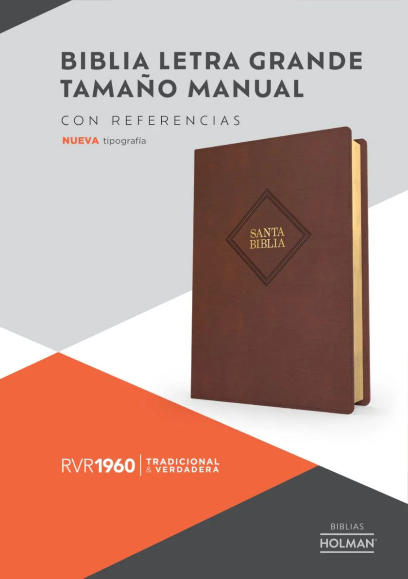 Biblia Letra Grande Tamano Manual 12 Puntos RVR 1960 | Piel Fabricada Cafe