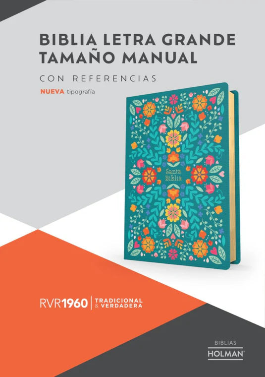 Biblia RVR60 Letra Grande Tamaño Manual, Símil Piel Floreada Con Indice