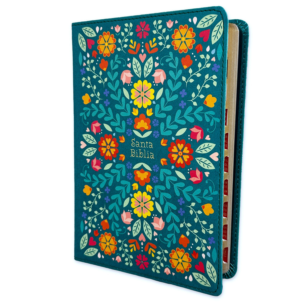 Biblia RVR60 Letra Grande Tamaño Manual, Símil Piel Floreada Con Indice