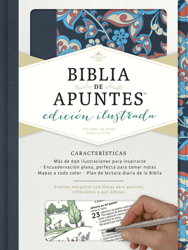 Biblia De Apuntes Ilustrada RVR 1960, Tela Rosa / Azul
