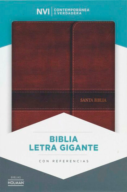 Biblia Letra Gigante NVI y  solapa | Símil Piel Marron Con Indice