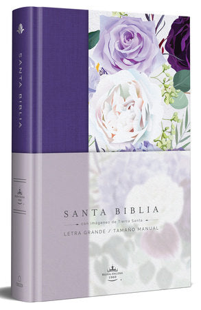 Letra grande Tamano Manual, Tapa Dura Morada Con Flores,