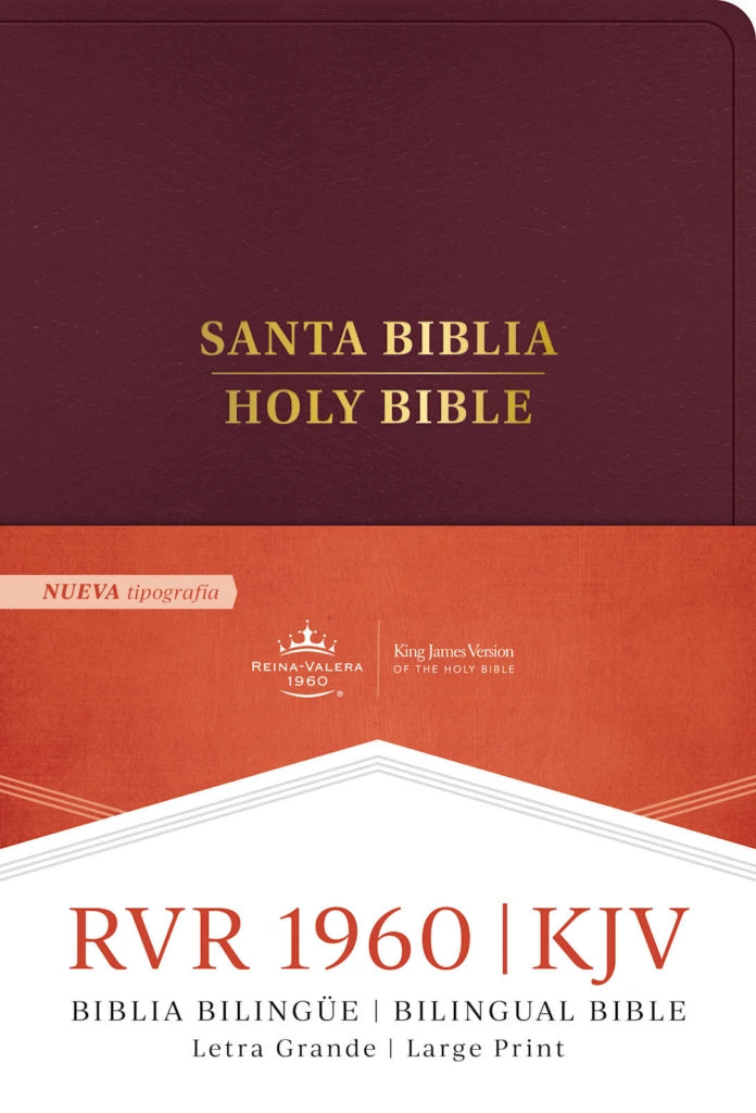 Biblia bilingüe RVR 1960/KJV, Letra Grande, Imitacion Piel Borgoña Con Indice