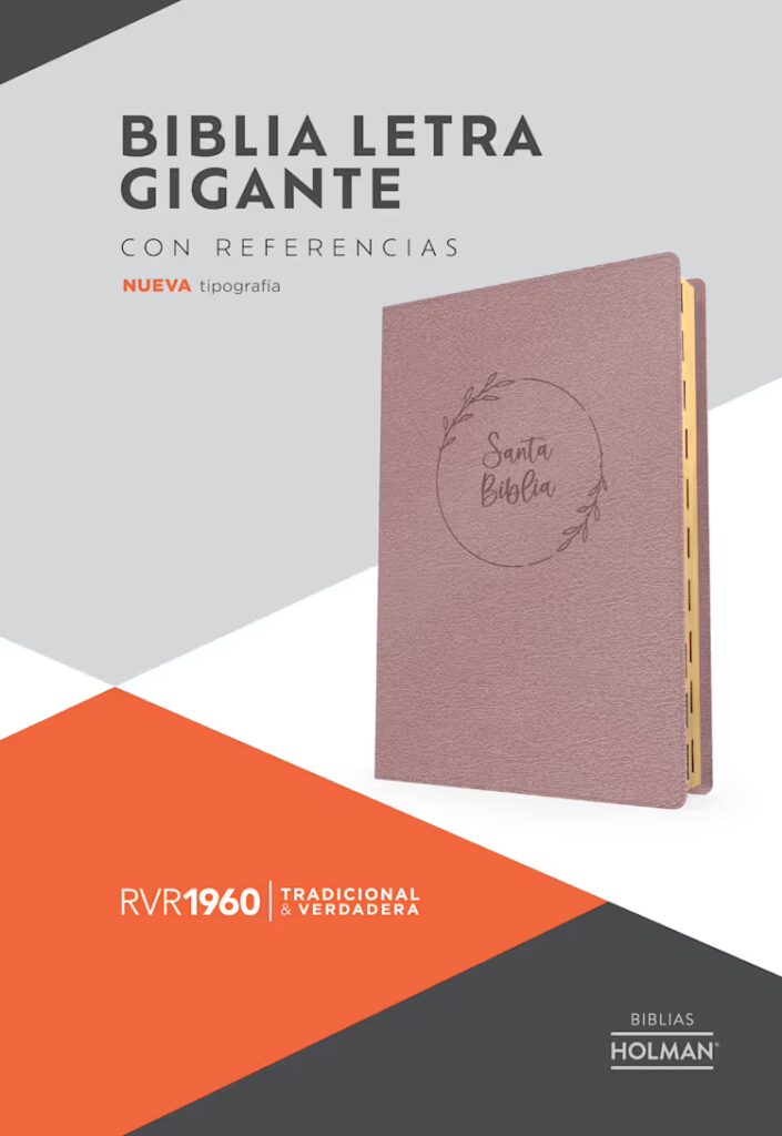 Biblia letra gigante, Simil Piel Rosa Perla  con indice