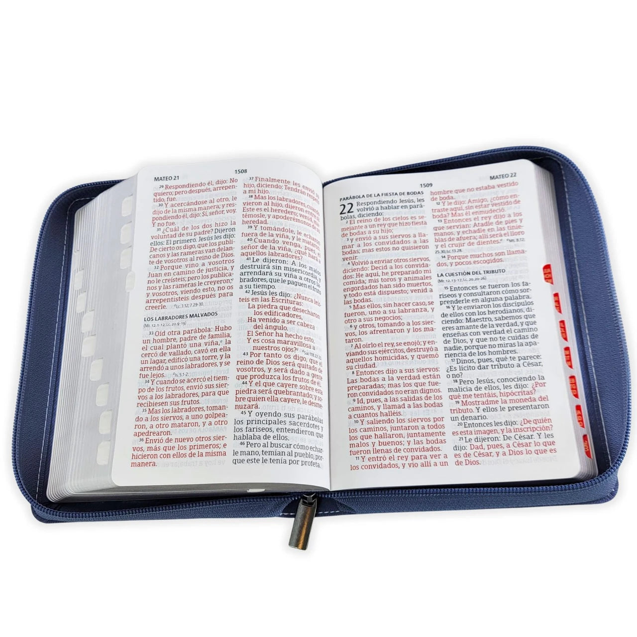 Biblia compacta letra grande 11 Puntos, Simil Piel Mezclilla con indice y cierre
