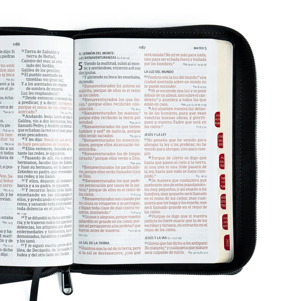 Biblia letra grande tamano manual 12 Puntos, Simil Piel Negro con indice y cierr