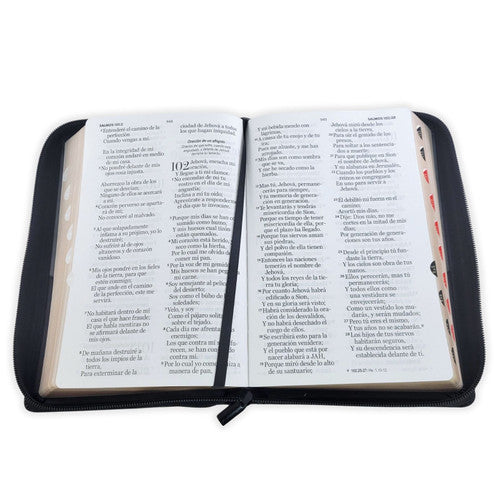 Biblia Letra Gigante Tamano Manual 14 Pts Con Cierre  | Imitacion Piel Gris-Negr