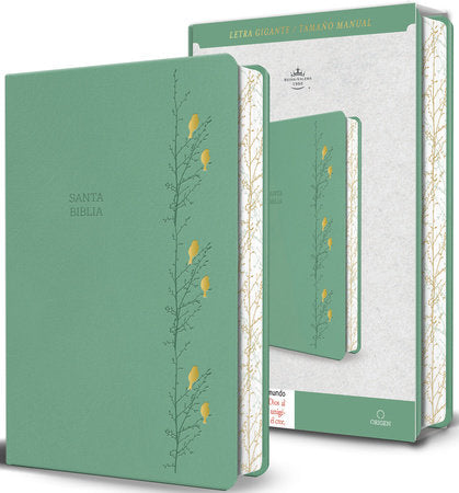 Biblia RVR 1960 Letra Gigante, Simil Piel Verde con pájaros (Edición cantos pintados)