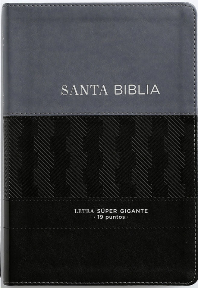 Biblia letra Supergigante 19 Puntos RV1960, Imitacion Duo Gris-Negro