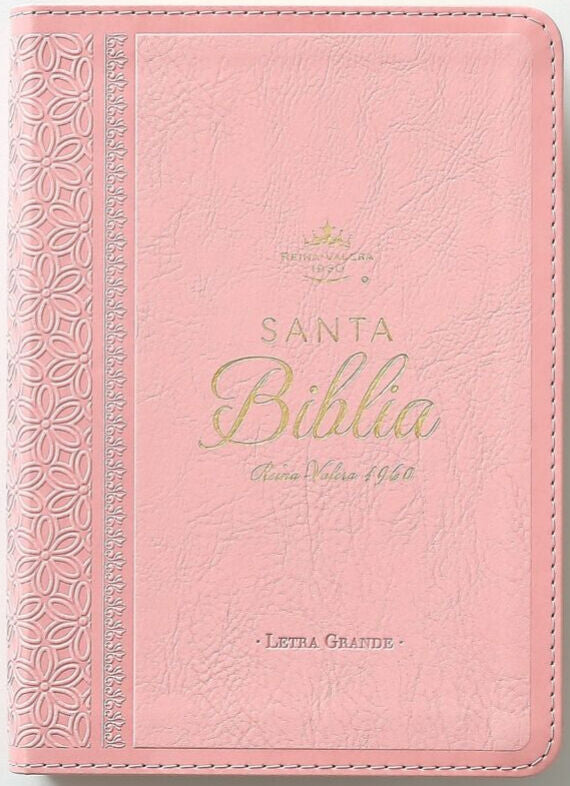 Biblia tamano compacto RVR 1960, Letra Grande,  Imitacion Piel Rosa