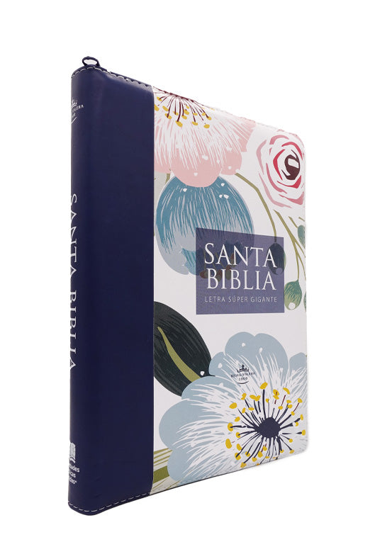Biblia Letra Super Gigante 19 Pts. RVR1960, Cierre, Simil Piel Floral Con Indice