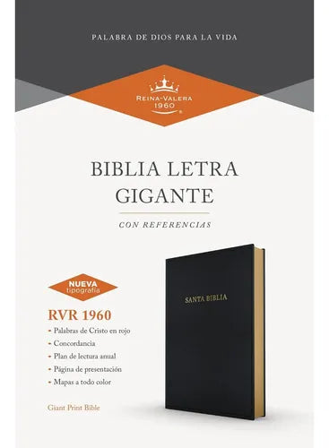 Biblia Letra Grande Tamaño Manual, RVR 1960 | Imitación Piel Negro
