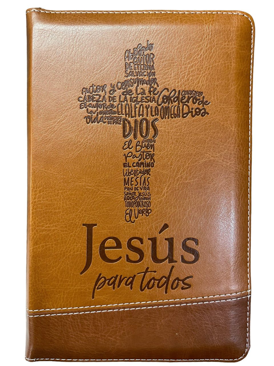 Biblia De Promesas Letra Grande Tamano Manual 12 Puntos, Cierre RVR60 | Piel Especial Cafe Con Indice