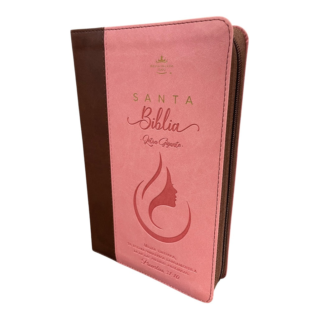 Biblia Letra Gigante 14 Puntos, RVR 1960, Imitacion Piel Mujer Virtuosa, con Indice y cierre