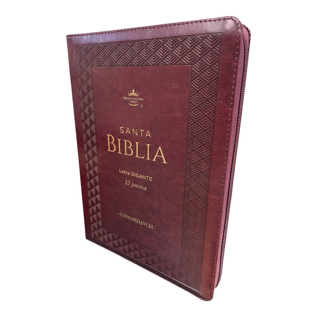 Biblia Letra Gigante RVR 1960, 15 Puntos, Imitacion Piel Embossed Geometrico con Indice y Cierre