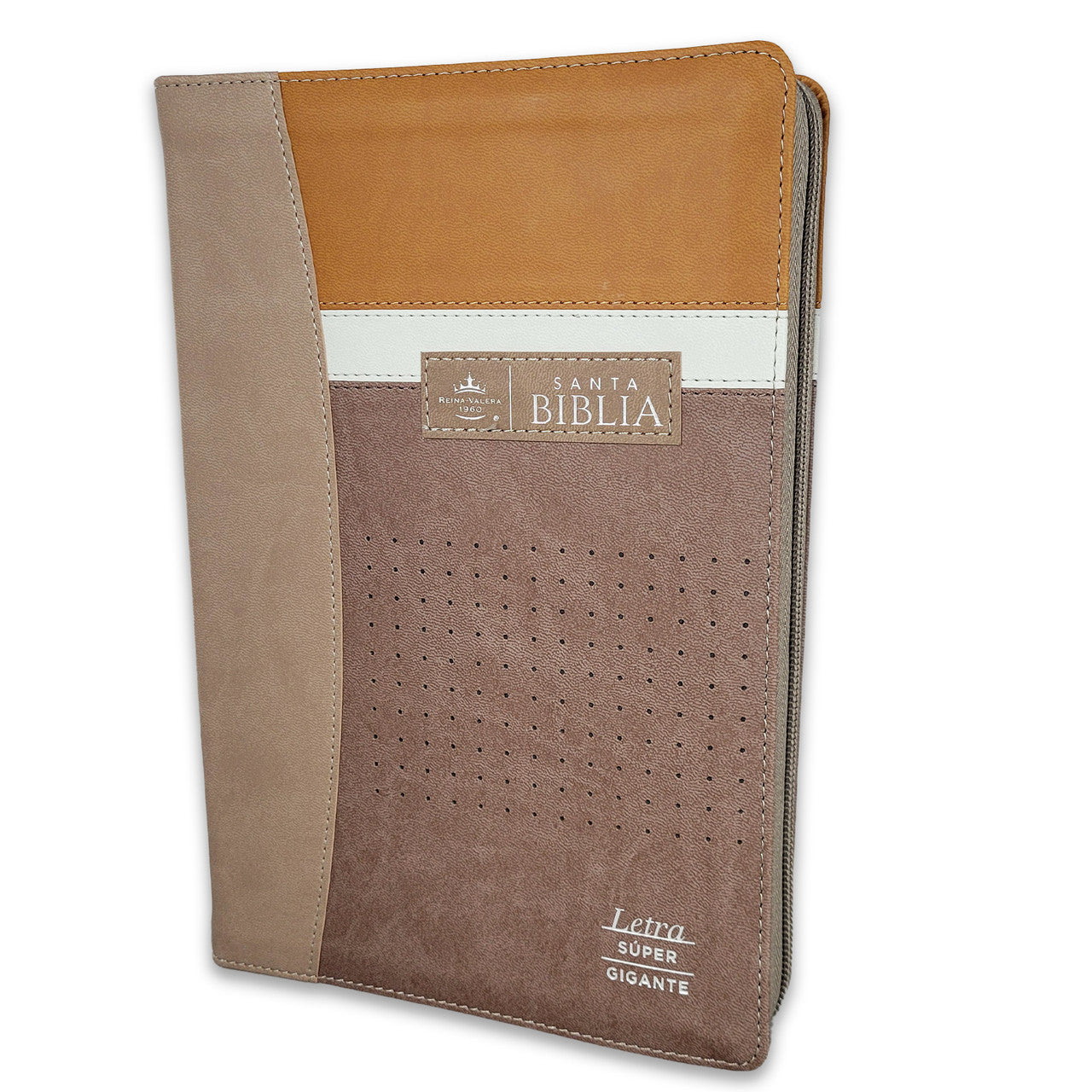 Biblia Letra Supergigante 19 Puntos Manual, Cierre, RVR60 | Imitacion Piel Cafe-Beige Con Indice